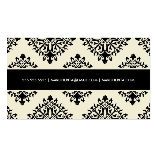 311 Margherita Cream et Blanc Damask Business Card (back side)
