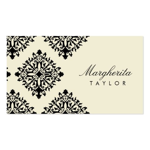 311 Margherita Cream et Blanc Damask Business Card (front side)