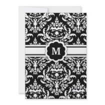 311-Marissa Monogram Damask Black invitations by Jill311 311-Marissa Monogram Damask Black invitations