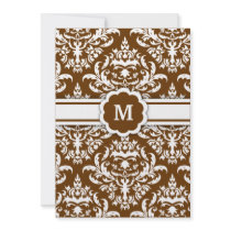 311-Marissa Monogram Damask Brown invitations by Jill311 311-Marissa Monogram Damask Brown invitations
