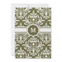 311-Marissa Monogram Damask Deep Sage invitations by Jill311 311-Marissa Monogram Damask Deep Sage invitations
