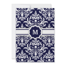 311-Marissa Monogram Damask Navy invitations