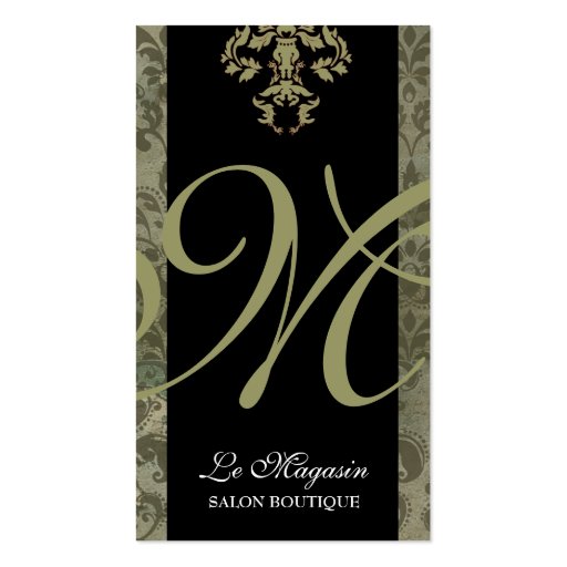 311-Marley Monogram Money Green Business Cards (front side)
