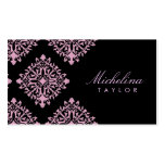 311-Michelina Pink & Black Damask Business Card