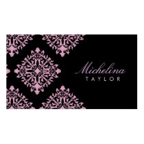 311-Michelina Pink & Black Damask business cards