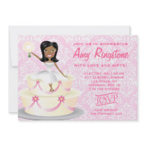 311 Miss Wright 2 African American Damask Personalized Announcements
