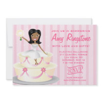 311 Miss Wright 2 African American Pink Stripes Personalized Invitation