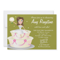 311 Miss Wright 2 Brunette Moss Green Custom Invitation