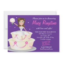 311 Miss Wright 2 Brunette Purple Invitations