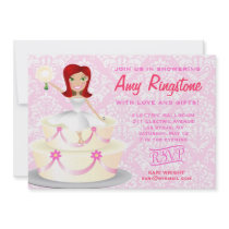 311 Miss Wright 2 Red Head Damask Custom Announcements