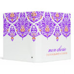 311 Mon Cherie Damask Fabulous Purple Orange Vinyl Binder