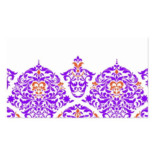 311 Mon Cherie Damask Fabulous Purple Orange Business Cards (back side)