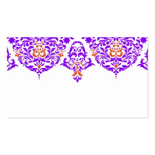 311 Mon Cherie Damask Fabulous Purple Orange Business Cards (front side)