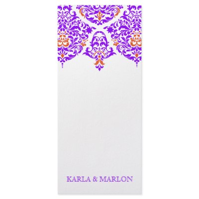 311 Mon Cherie Damask Fabulous Purple Orange Custom Rack Card by Jill311