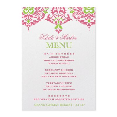 311 Mon Cherie Damask Honeysuckle Lime Custom Announcement by Jill311