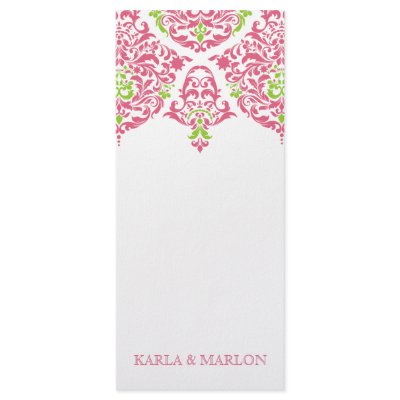 311 Mon Cherie Damask Honeysuckle Lime Rack Card by Jill311