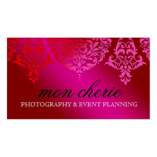 311 Mon Cherie Damask Pink & Red Dream Business Card Template (front side)