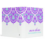 311 Mon Cherie Damask Plum Aqua 3 Ring Binders