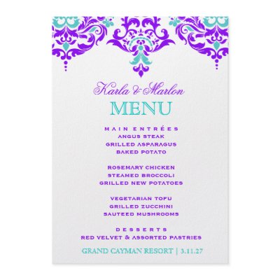 311 Mon Cherie Damask Plum Aqua Custom Invites by Jill311