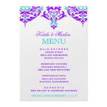 311 Mon Cherie Damask Plum Aqua Custom Invites