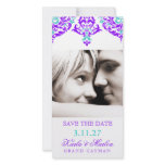 311 Mon Cherie Damask Plum Aqua Photo Greeting Card