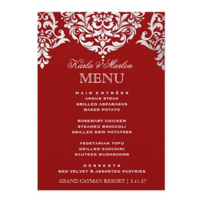 311 Mon Cherie Damask Red & Faux Silver Announcement by Jill311