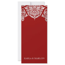 311 Mon Cherie Damask Red & Faux Silver Rack Card