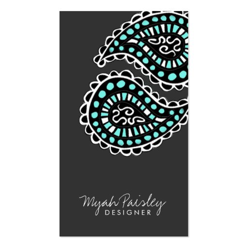 311 Myah Paisley Lavender Mint Green Business Card Templates (front side)