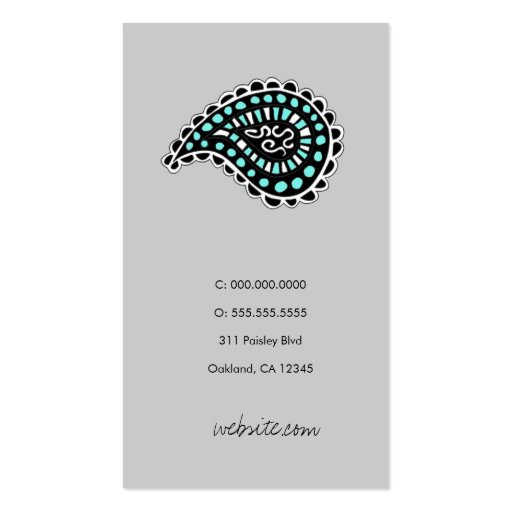 311 Myah Paisley Lavender Mint Green Business Card Templates (back side)