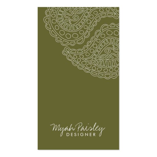 311 Myah Paisley Sage Business Card Template (front side)
