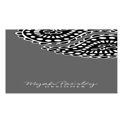 311-Myah Paisley Solid | Gray Business Card Template