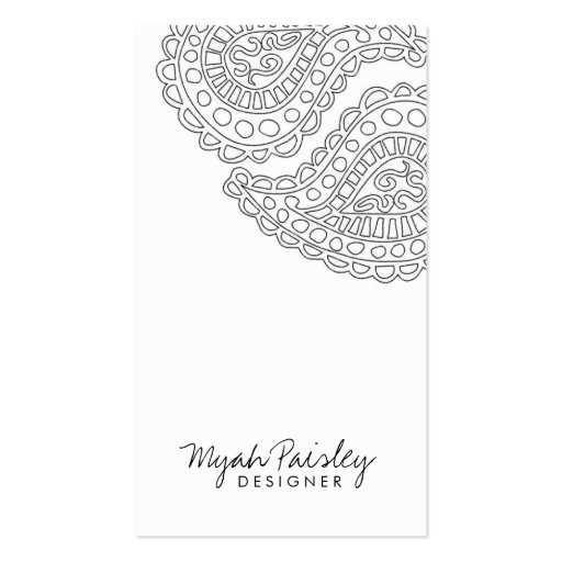 311 Myah Paisley White Business Card Templates (front side)