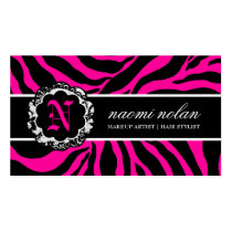 311-Naomi Monogram Zebra Print Hott Pink business cards by Jill311 311-Naomi Monogram Zebra Print Hott Pink business cards