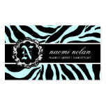 311-Naomi Monogram Zebra Print Ice Queen Business Card Templates