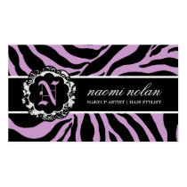 311-Naomi Monogram Zebra Print Lilac business cards by Jill311 311-Naomi Monogram Zebra Print Lilac business cards