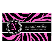 311-Naomi Monogram Zebra Print Pink business cards by Jill311 311-Naomi Monogram Zebra Print Pink business cards