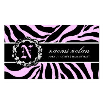 311-Naomi Monogram Zebra Print Sweet Pink business cards by Jill311 311-Naomi Monogram Zebra Print Sweet Pink business cards
