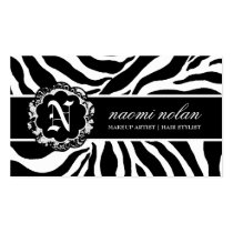 311-Naomi Monogram Zebra Print White business cards by Jill311 311-Naomi Monogram Zebra Print White business cards