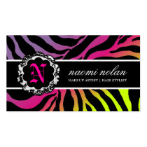 311-Naomi Zebra Print Pink Purebred Sunset Business Card Template