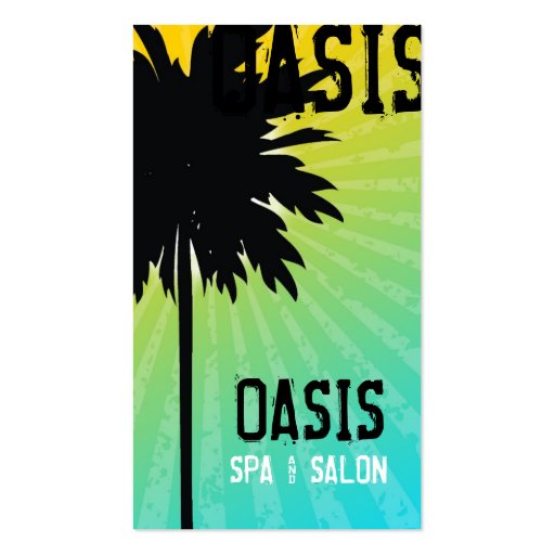 311 Oasis Palm  Tree Blue Business Card (front side)