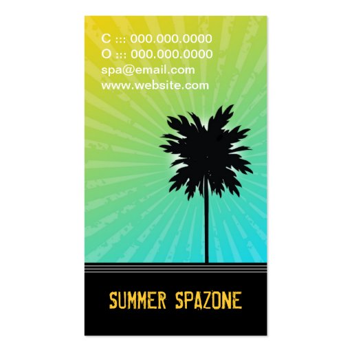 311 Oasis Palm  Tree Blue Business Card (back side)