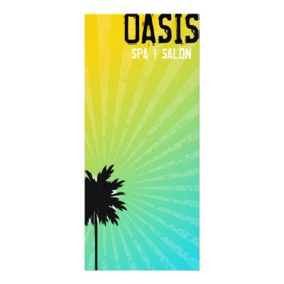 311-Oasis Palm Tree Gift Certifcate | Blue Rack Card Template by Jill311