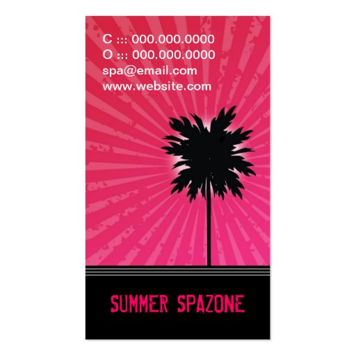 311 OASIS PALM TREE PINK BUSINESS CARDS (back side)