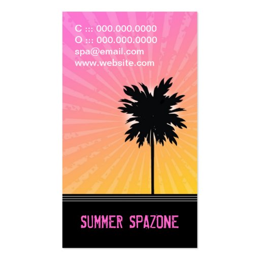 311 OASIS PALM TREE PINK TOO BUSINESS CARD TEMPLATES (back side)