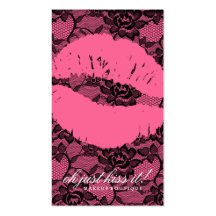 311 Oh Just Kiss it! Lace Pink on Pink Business Cards