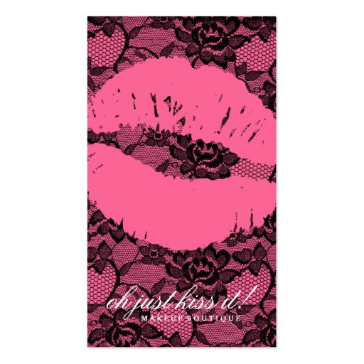 311 Oh Just Kiss it! Lace Pink on Pink Business Cards (front side)