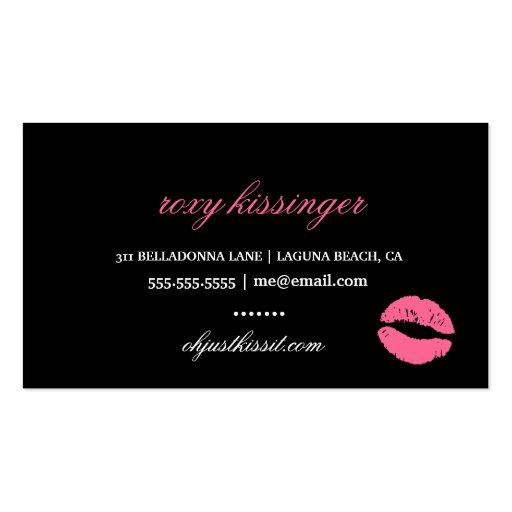 311 Oh Just Kiss it! Lace Pink on Pink Business Cards (back side)