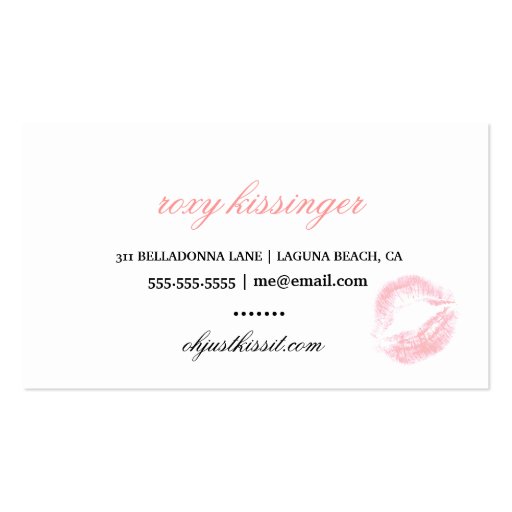 311 Oh Just Kiss it! Soft Peachy Pink Kisses Business Card Template (back side)