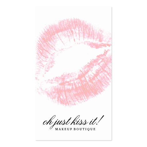 311 Oh Just Kiss it! Soft Peachy Pink Kisses Business Card Template (front side)