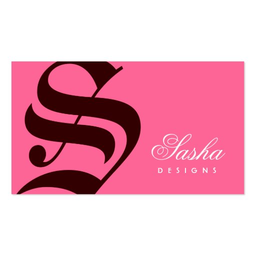 311-Old English Monogram Pink N Brown Business Card (front side)